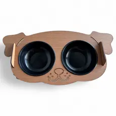 Suporte Comedouro Pet em Formato de Cachorro – Tigelas Duplas de Plástico