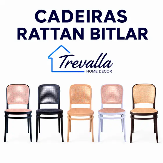 Kit 2 Cadeiras Rattan Bitlar | Design Arabesco | Polipropileno | 120kg | Empilháveis