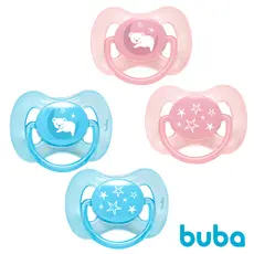 Kit 2 Chupeta Bebe Silicone Ultra Soft Buba 0-6 meses 6 meses+