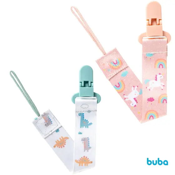 Prendedor de Chupeta Bebe Buba Dino Unicornio +3 meses