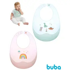 Babador De Silicone Com estojo Buba Lançamento Babador Pega Migalhas Unicornio Dinossauro Magic