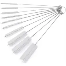 Kit 10 Escovas Limpeza Canudo Aço Varetas Grande e Pequena Copo Garrafa