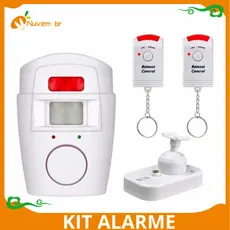 Kit Alarme Residencial Sem Fio Sensor De Presença segurança preventiva +2 Controles+1 Facil Uso Suporte Fixação - NUVEM