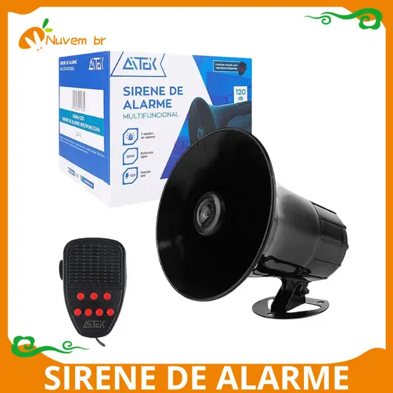 Sirene De Alarme Multifuncional Megafone 7 Tons Comunicador120db 12v, Microfone Integrado, Empresa Casa Carro