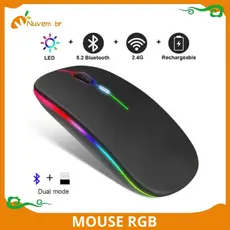 Mouse Wireless Recarregavel Profissional led gamer usb portatil bluetooth Com Bateria Sem fio 2,4 Ghz RGB - NUVEM