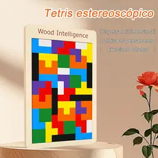 Montessori brinquedos educativos Tetris quebra-cabeça,Quebra-Cabeças Coloridos De Madeira Arco-Íris,Brinquedo educativo