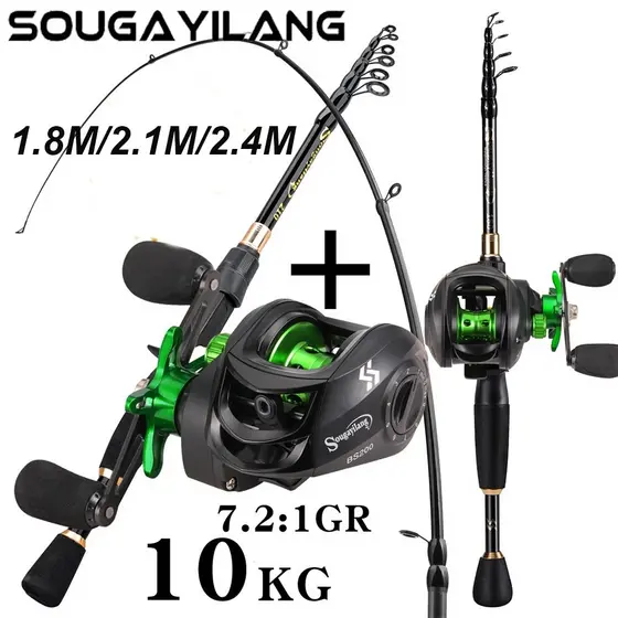 Sougayilang Telescópio Pesk Pole Combo Ultraleve Portátil E Isca Cartel 7.2 : 1 Relação De Engrenagem
