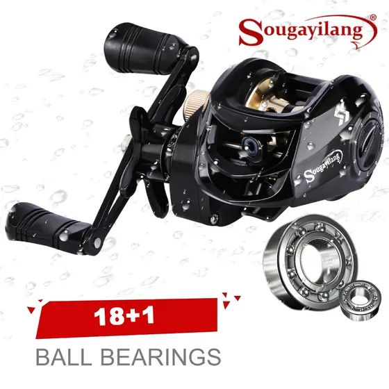 Sougayilang Carretel De Pesca De Arremesso 18 + 1BB Fundição 7.2 : 1 Relação De Engrenagem Para Água Doce Pancing
