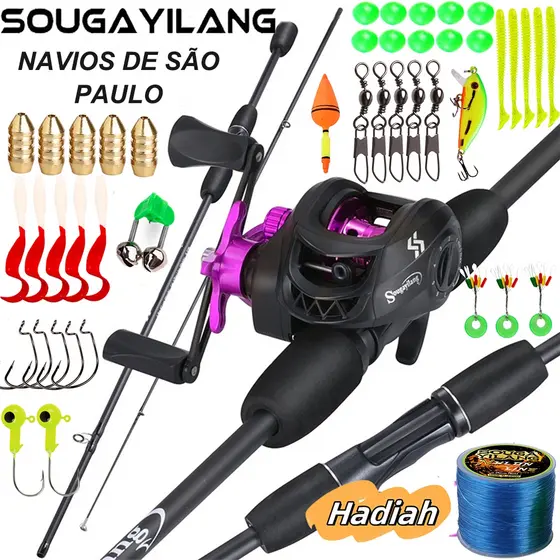 Sougayilang Conjunto Completo De Vara De Pesca De Fundição 7.2 : 1 Carretel BC Carbono UL