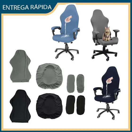 Capa para cadeira de jogos de computador, capa elástica para cadeira de escritório, capa para assento, encosto e braços