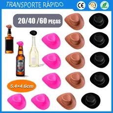20/40/60 peças de plástico Mini Cowboy chapéu boneca decoração chapéu decoração de festa em casa