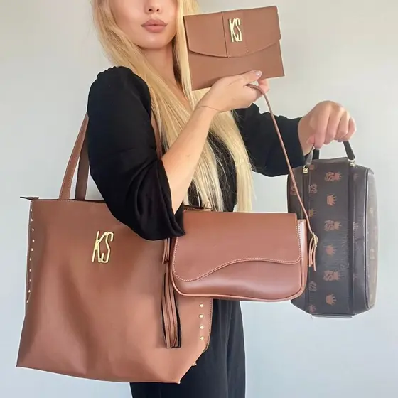 Kit Bolsas femininas 4 Pçs Bolsa sacola grande + Necessaire Unissex + Bolsa Baguete + PD