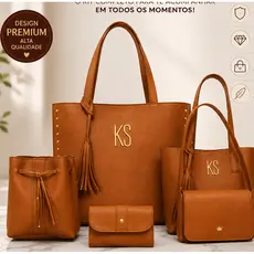 Bolsas Femininas Kit Sacola Tote Grande Bolsa Mini Saco Comprido Baguete Carteira 5 itens