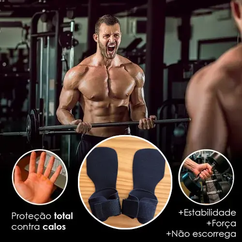 Luva Hand Grip Crossfit Academia Palmar Protetor Couro Sintético