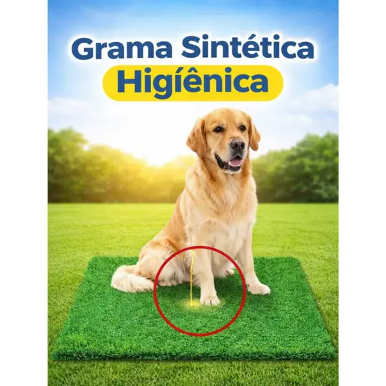 Tapete Higiênico Grama Sintética 65x50cm, Cachorro, Gatos.