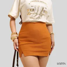 Short Saia Alfaitaria Poliamida Feminino Plus Com Ziper