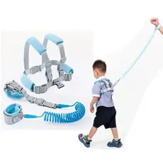 Cinto Antifuga Infantil 2 em 1 com Pulseira - Cabo Inquebrável, 360° Rotação, Refletor, Ideal para Viagens e Parques