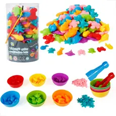 Kit Montessori Animais Silicone - Coordenação Motora + 48 Peças