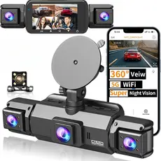 Dashcam 4 Lentes Warshark 1080P WiFi Tela 3.16" Câmera Frontal Traseira Interna Estacionamento