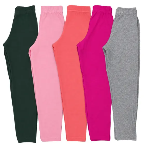 Kit 5 Calça Legging Infantil Juvenil Menina Lisas Sortidas Meia Estação Escolar