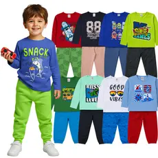Kit 8 Peças 4 Conjunto Meia Estação Infantil Menino Conjunto Manga Longa Masculino Blusa + Calça