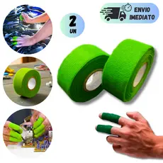 Kit 2 Fita Autoadesiva Algodão Gaze Cirúrgica Verde Proteção Mãos Dedos Punhos Esporte Industrial