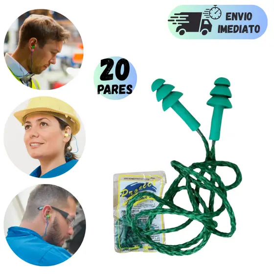 PROTETOR AURICULAR PARA OUVIDO PLUG 17dB VERDE CONTRA SONS E RUÍDOS ALTOS TIPO TAMPÃO COM CA