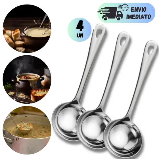 KIT 2 A 4  CONCHA PARA FEIJÃO INOX PREMIUM MULTIUSO PARA DE CALDOS MOLHOS SOPA SUPER RESISTENTE UTENSILIO PARA COZINHA