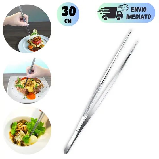 PINÇA CULINARIA PROFISSIONAL EM AÇO INOX 30CM UTENSILIO DE COZINHA PARA RESTAURANTE BARES BARMAN