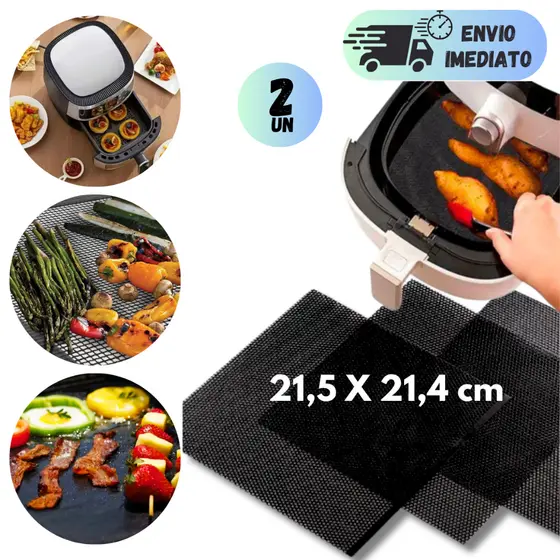Tapete Silicone Airfryer Quadrado Antiderrapante Protetor Resistente Calor Universal Cozinha