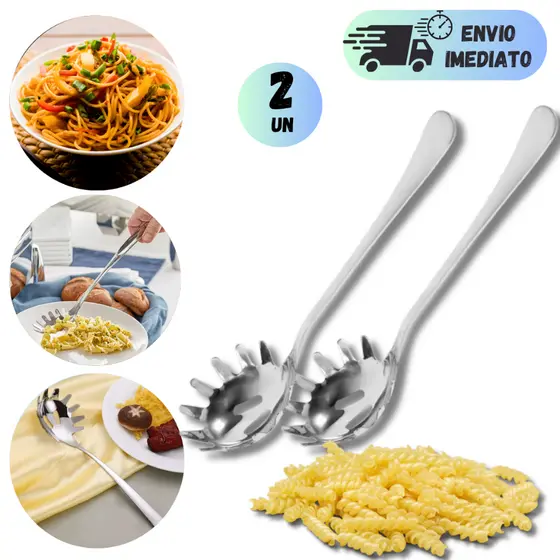 KIT 2 OU 1  PEGADOR PARA MASSAS MACARRÃO GRANDE INOX PREMIUM MULTIUSO PARA COZINHA RESTAURANTES UTENSILIOS TALHER