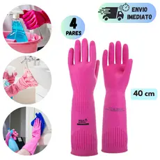 KIT 2 A 4 PARES LUVA LÁTEX VOLK ROSA IMPERMEÁVEL ANTIDERRAPANTE PARA LIMPEZA COZINHA LOUÇA QUÍMICA