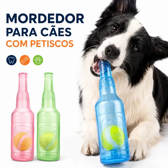 Brinquedo Mordedor Interativo Para Cães Com Bola Interna Dispensador de Petiscos Anti Tédio