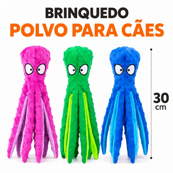 Polvo de Pelúcia para Cães e Gatos com Som – Mordedor Interativo 30cm