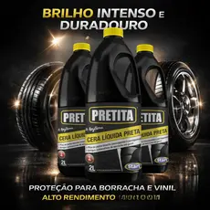 Cera Líquida Pretita 2L Pretinho Para Pneus Brilho Intenso Proteção Piso Borracha Start Pedras