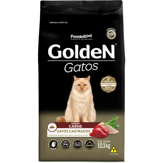 Ração Golden Fórmula Gatos Castrados Carne 10,1kg
