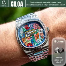 [relógio masculino] CILOA Relógio de quartzo masculino esportivo genuíno com mostrador grande e alta qualidade 518