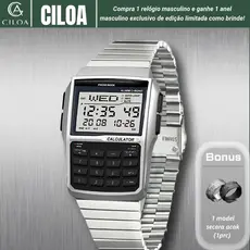 [relógio masculino]Relógio Eletrônico Masculino Novo de Bolso À Prova d'Água Estilo Retrô com Calculadora Em Estoque1116