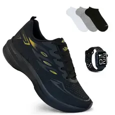 Tenis Masculino + Relogio + Meia Esportivo Versatil Corrida Treino Academia Envio Imediato