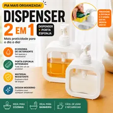 Porta Detergente com Dispenser e Suporte para Esponja 300ml