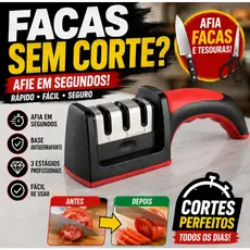 Amolador de Facas Profissional 3 em 1 Afiador Manual para Facas e Tesouras