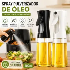 Pulverizador de Azeite Spray em Vidro para Air Fryer Cozinha Vinagre Óleo 200ml