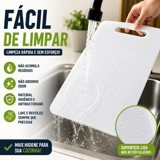 Tábua de Corte Antibacteriana Grossa 33x20cm Cozinha Carne Legumes Flexível