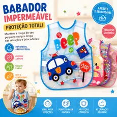 Avental Babador Infantil Impermeável PVC Reutilizável Proteção para Refeição Alimentação Pintura Escolar