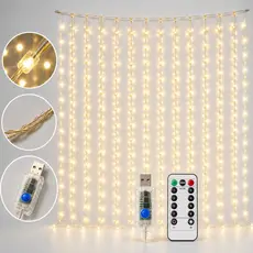 Cortina Luz 300 LEDs 3x3 Metros Branco Quente Decoração Festa Eventos Natal