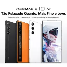 REDMAGIC 10 Air Smartphone celular para jogos 12/16GB+256/512GB, Fino de 7,85mm, chip duplo Snapdragon 8 Gen 3+R3, 6000m