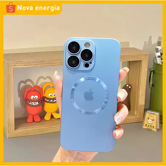 Capa de celular magnética fosca premium com carregamento sem fio para iPhone 11 12 13 14 Pro Plus ProMax