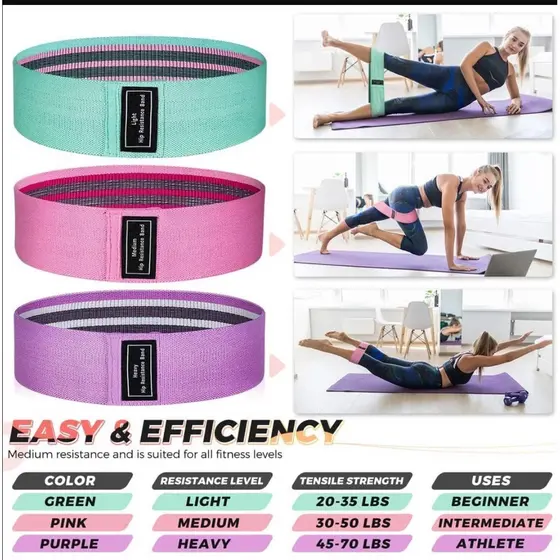 Kit 3 Faixas Elásticas De Exercício Hip Resistance Bands Para Malhar em Casa