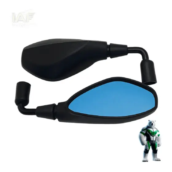 Par de Retrovisor Bmw F800 Haste Curta Rebaixada 90° Convexa Honda Lente Azul