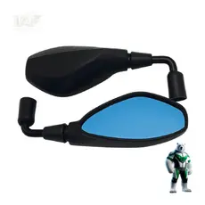 Par de Retrovisor Bmw F800 Haste Curta Rebaixada 90° Convexa Honda Lente Azul